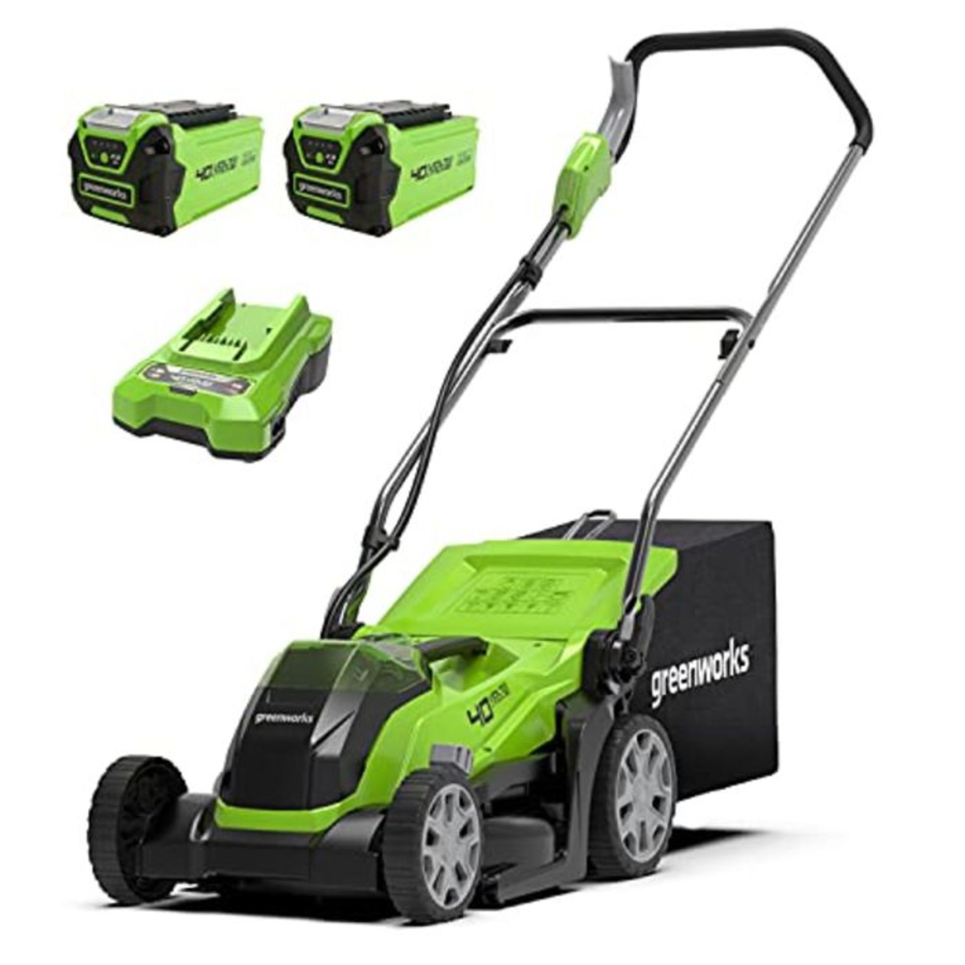 RRP £263.00 Greenworks Cordless Lawnmower 40V 35cm Incl. 2 Battery 2Ah and Charger, Up to 400m² M