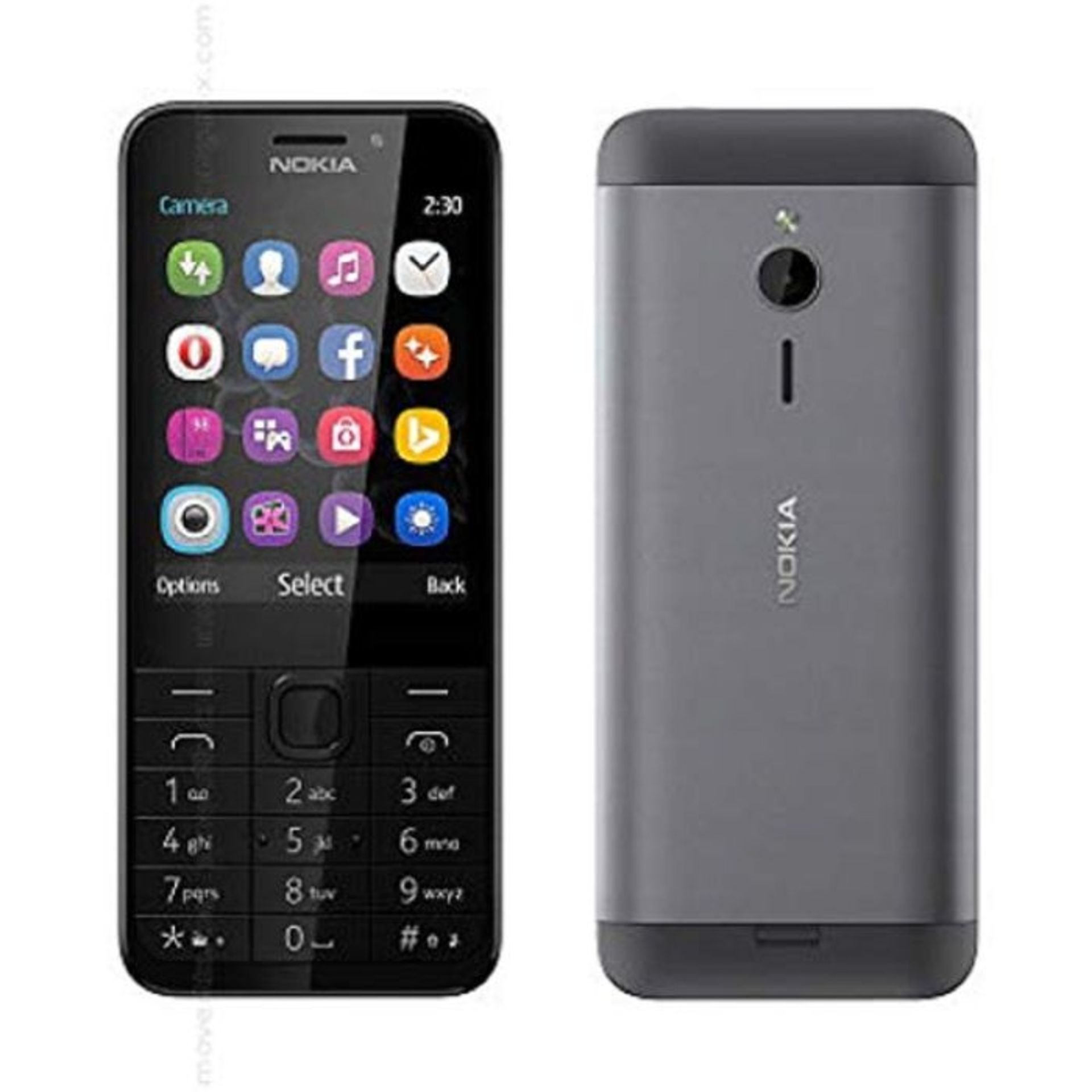 RRP £73.00 Nokia RM-1172 Dark Silver Handy 230, 7.11 cm (2.8 inch) (Dual SIM, MP3 player, microSD