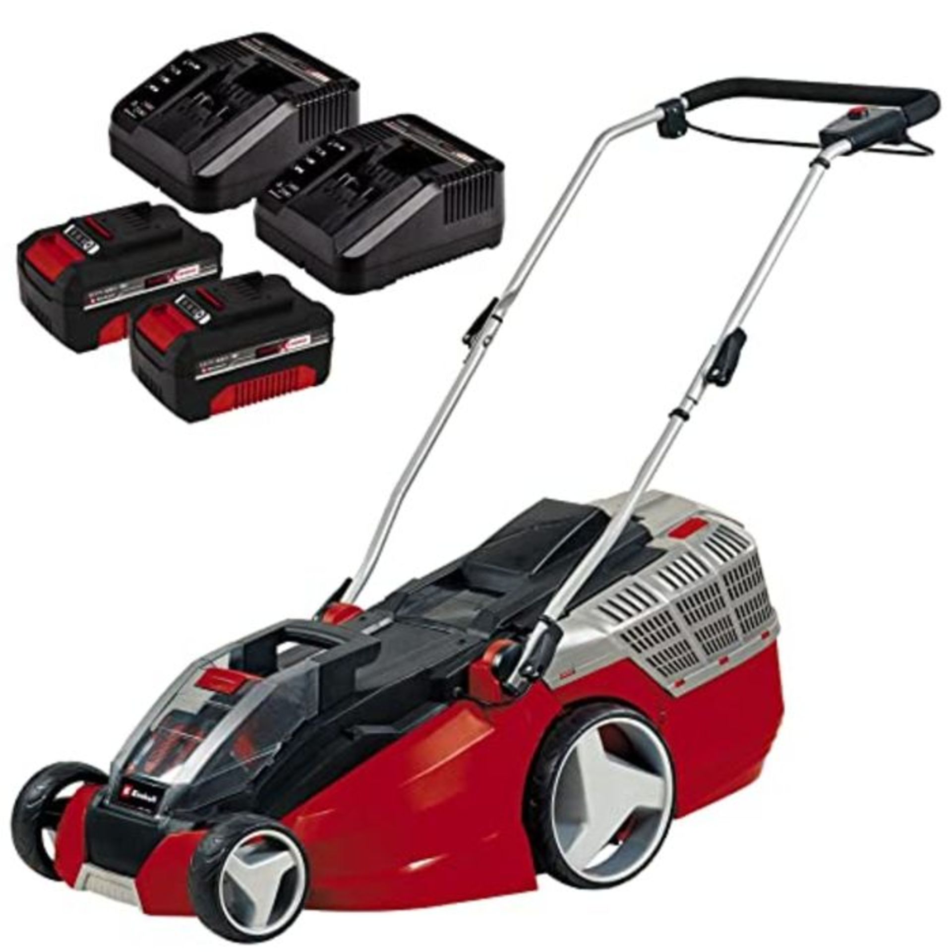 RRP £313.00 Einhell GE-CM 43 Li M Power X-Change 36V Cordless Lawn Mower With 2 x Batteries and 2