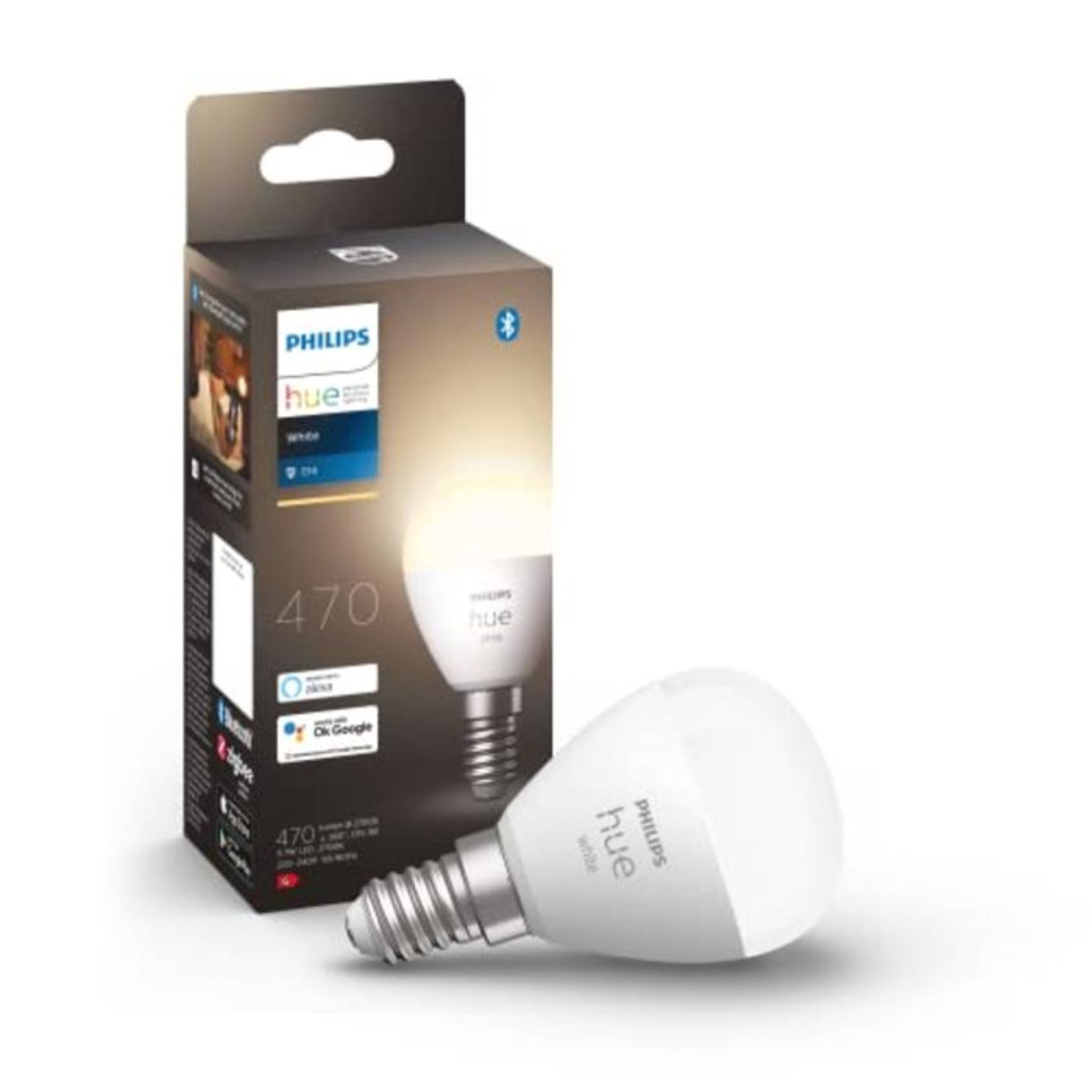 Philips Hue White E14 LED-Tropfen Luster, Einzelpack, dimmbar, warmweiÃxes Licht, st