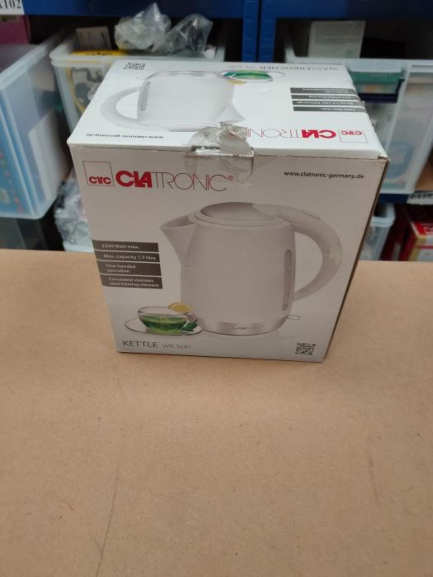 Clatronic WK 3691 electric kettle 1.7 L White 2200 W WK 3691, 1.7 L, 2200 W, White, Pl - Image 2 of 3