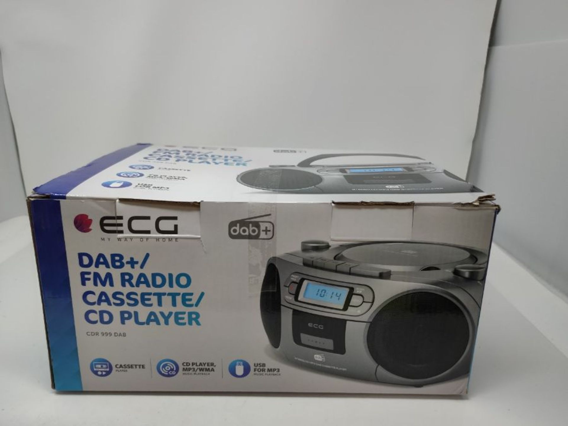 RRP £64.00 ECG CDR 999 DAB DAB+ / FM-Radio mit CD/Kassetten-Player, Silver