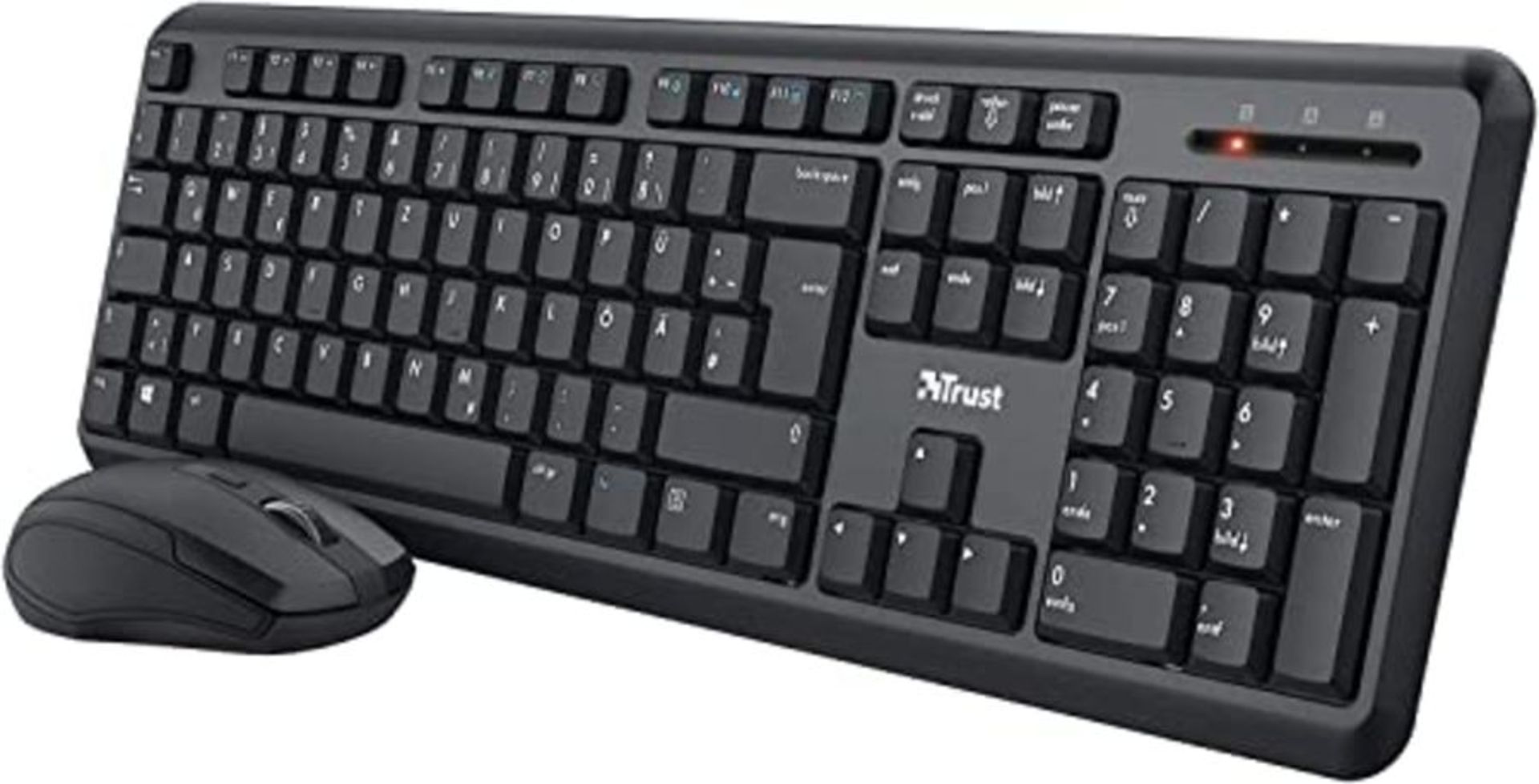 Trust 24080 Ymo Kabelloses Tastatur-Maus-Set - Deutsches QWERTZ Layout, Leise Tasten u