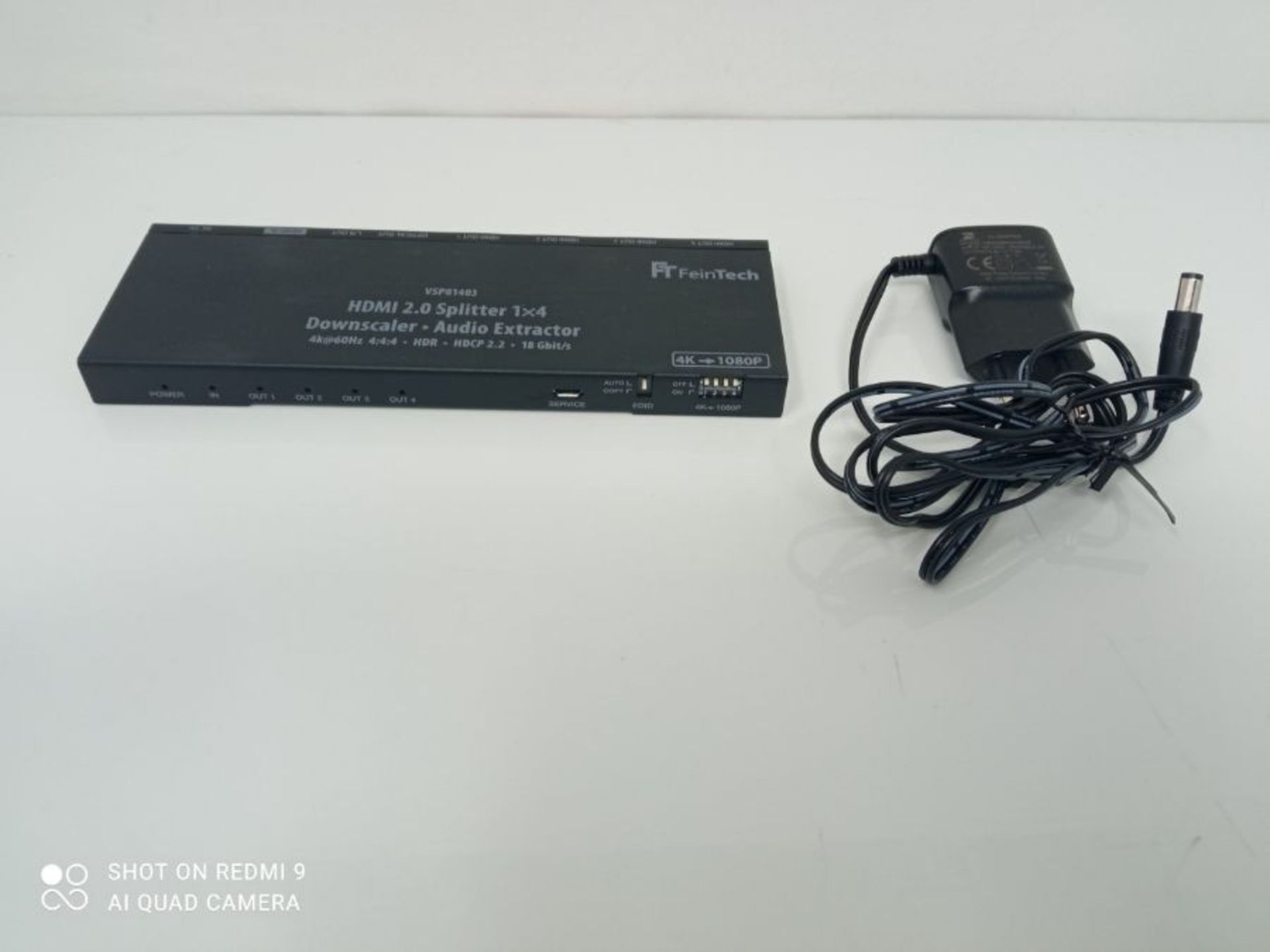RRP £70.00 FeinTech VSP01403 Répartiteur HDMI 2.0 Splitter 1 x 4 Audio Extractor Toslink Down-Sc - Image 2 of 2