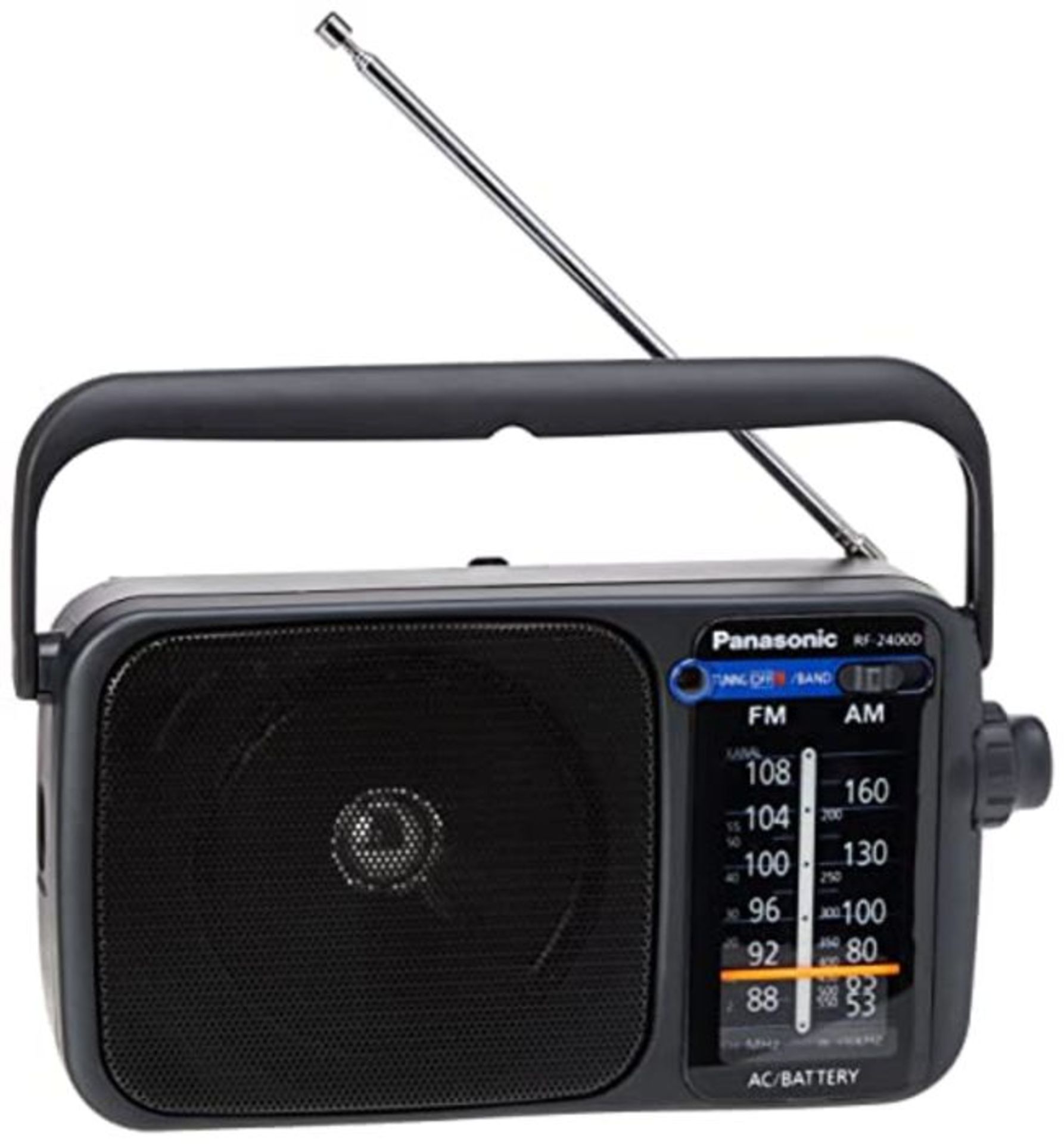 Panasonic RF-2400DEG-K Tragbares Radio mit Griff, Netz- oder Batteriebetrieb schwarz