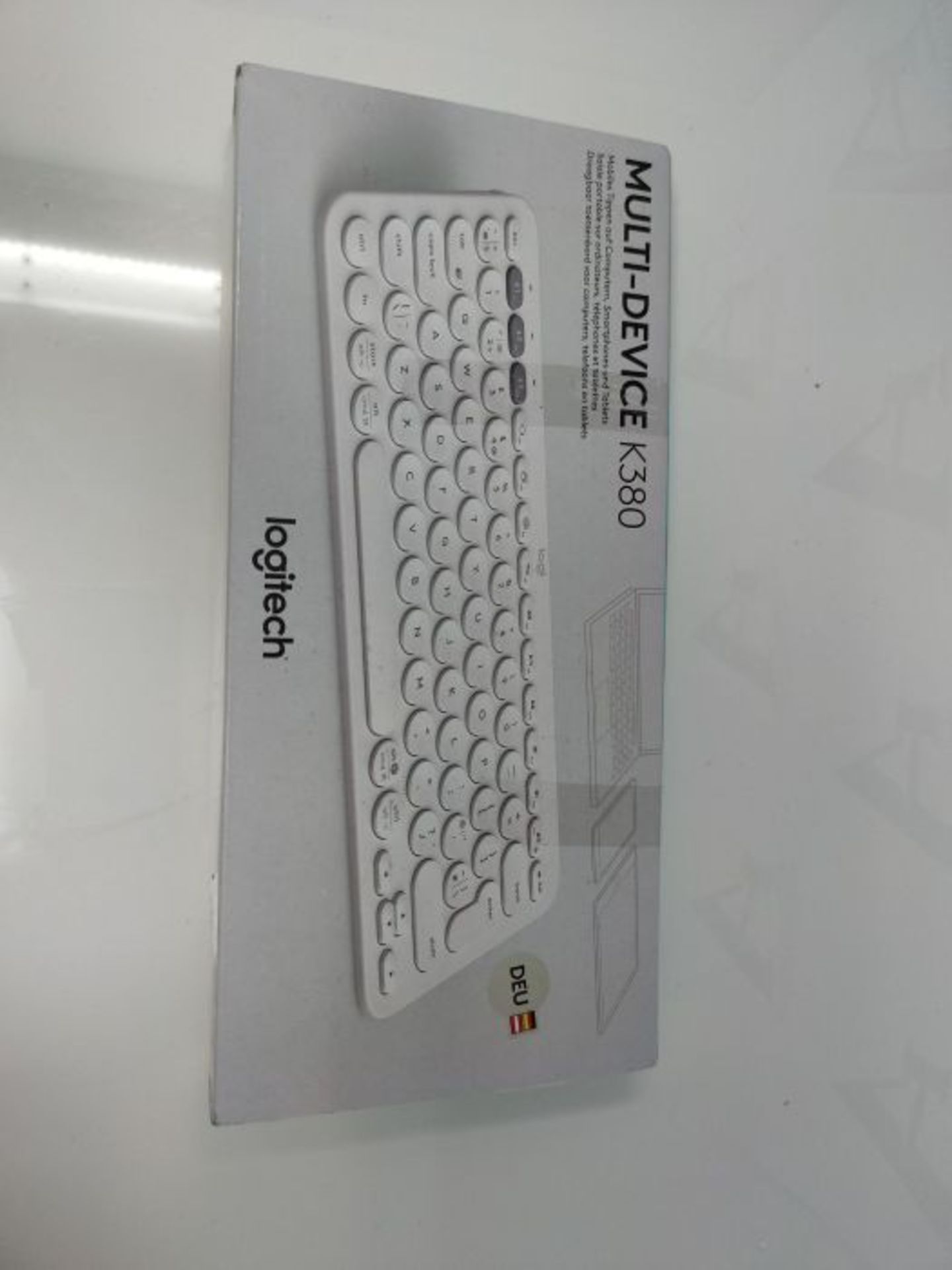 Logitech K380 Multi-Device Bluetooth Keyboard, QWERTZ German Layout - White - Image 2 of 3