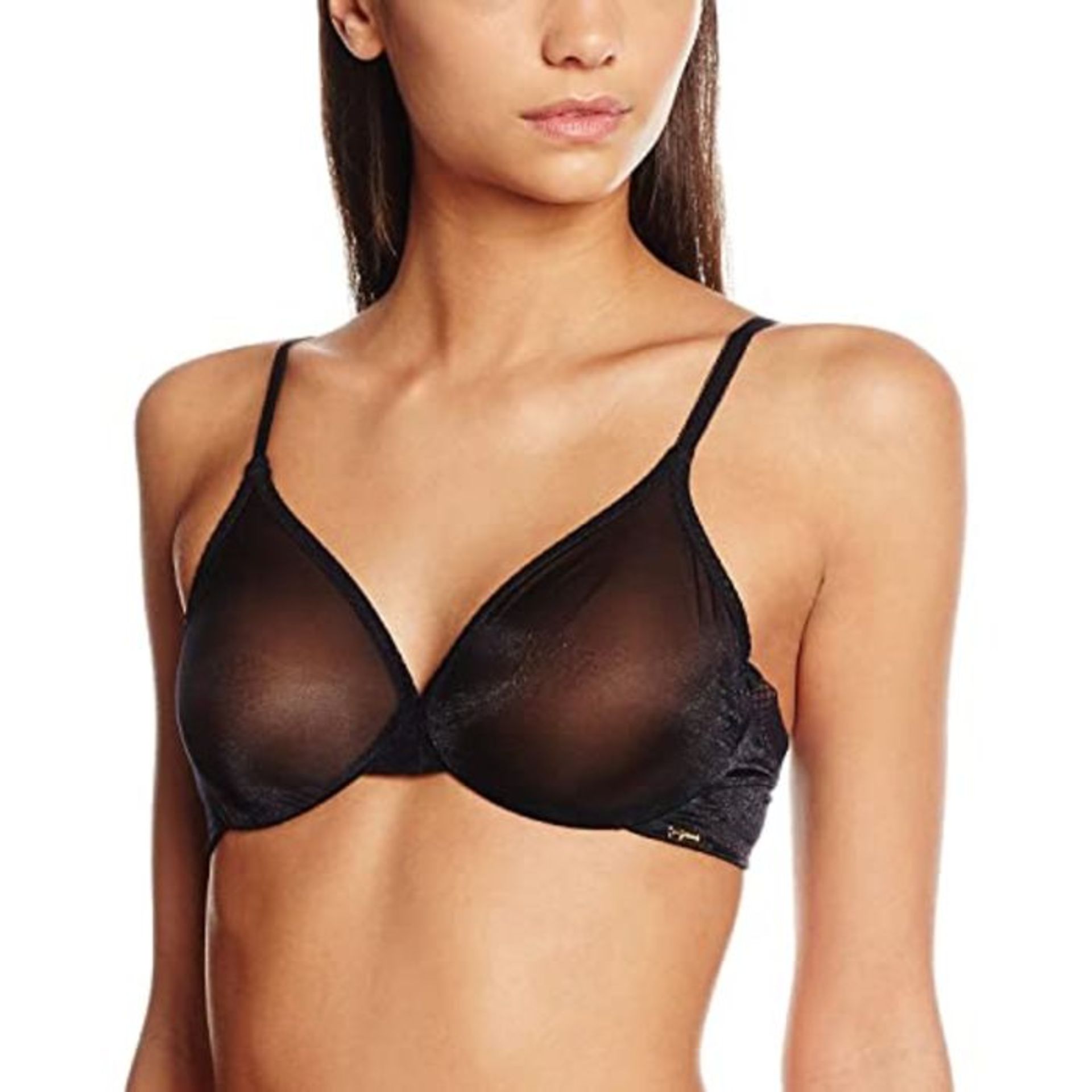 Gossard Women's Glossies Sheer U/Wired Bra, Black, 32 32FF UK