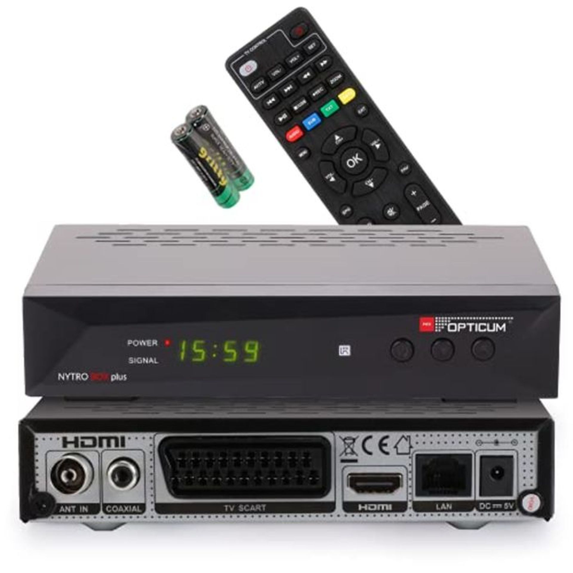 Red Opticum Nytro Box Plus Full HD DVB-T2 and DVB-C Hybrid Receiver with USB Recording