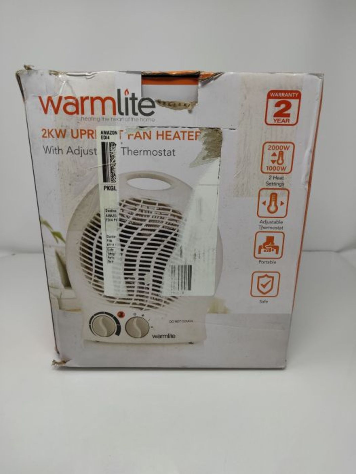 Warmlite WL44002 Thermo Fan Heater with 2 Heat Settings and Overheat Protection, 2000W - Image 2 of 3