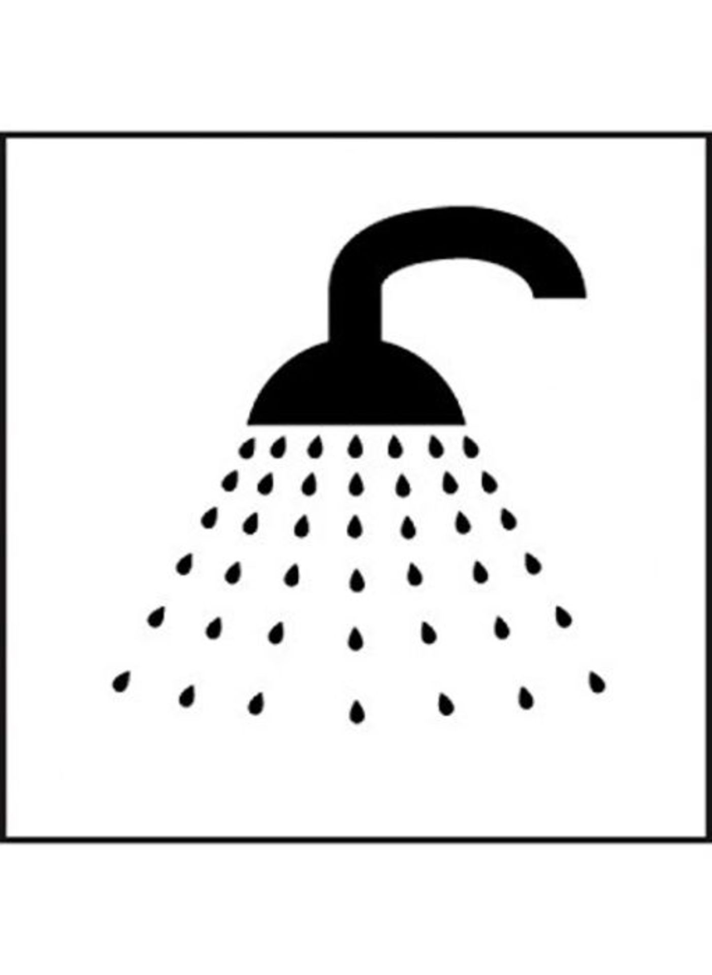 Caledonia Signs 27052F "Shower Symbol" Sign, Self Adhesive Vinyl, 200 mm x 200 mm