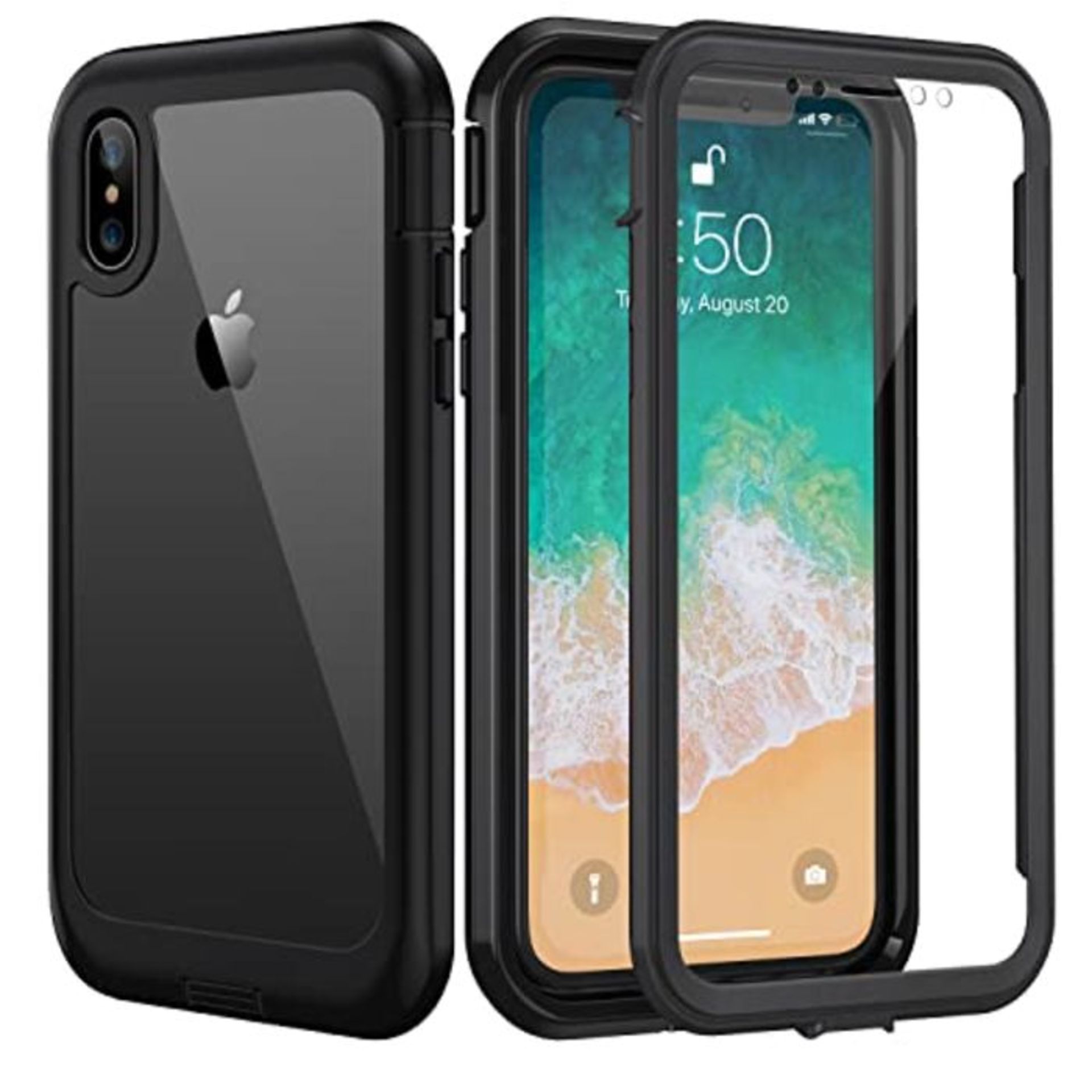 seacosmo iPhone X Case, iPhone XS Phone Case and Screen Protector Full-Body Shockproof