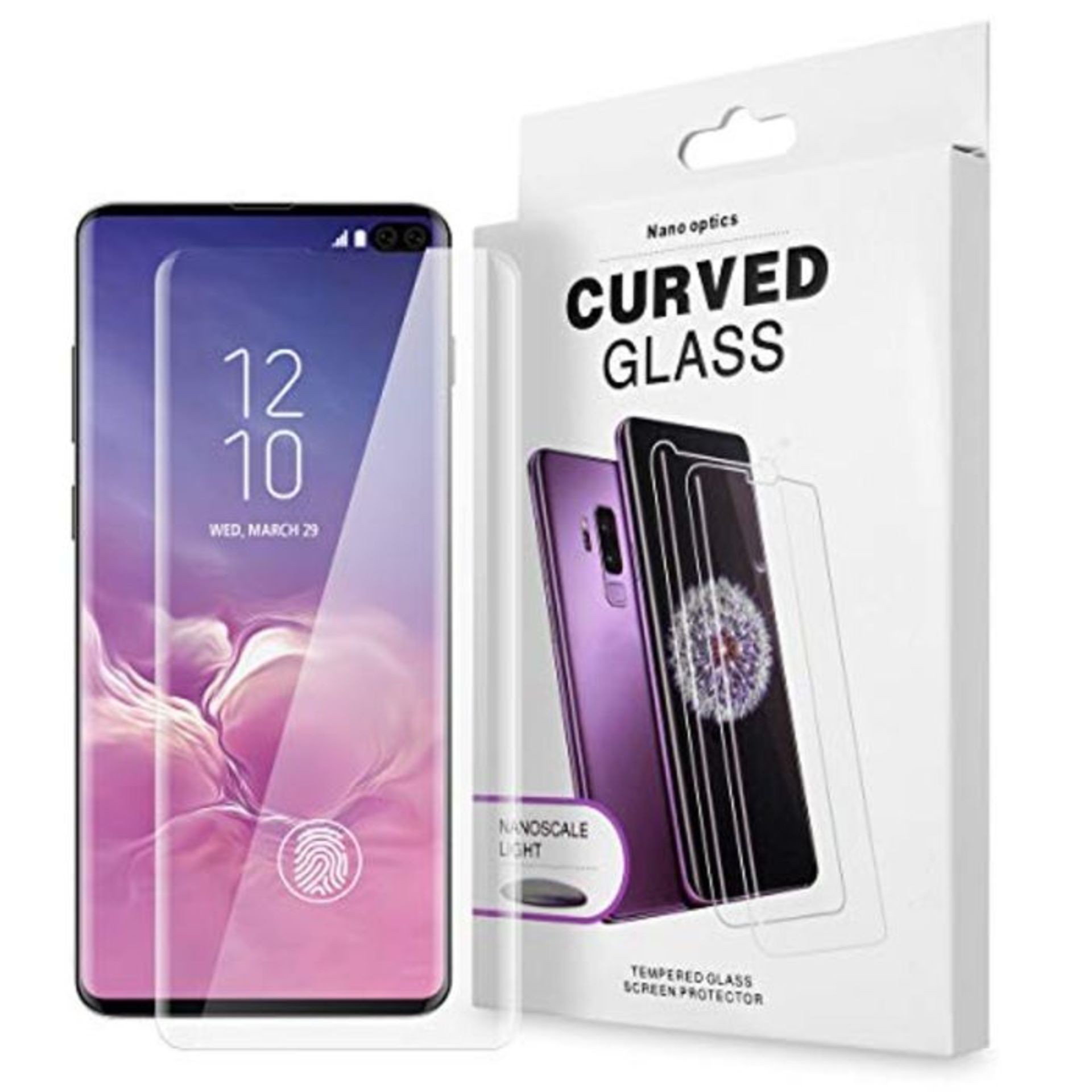 AICase UV Galaxy S10 Plus Screen Protector Tempered Glass,9H Full 3D Curved Edge[Suppo