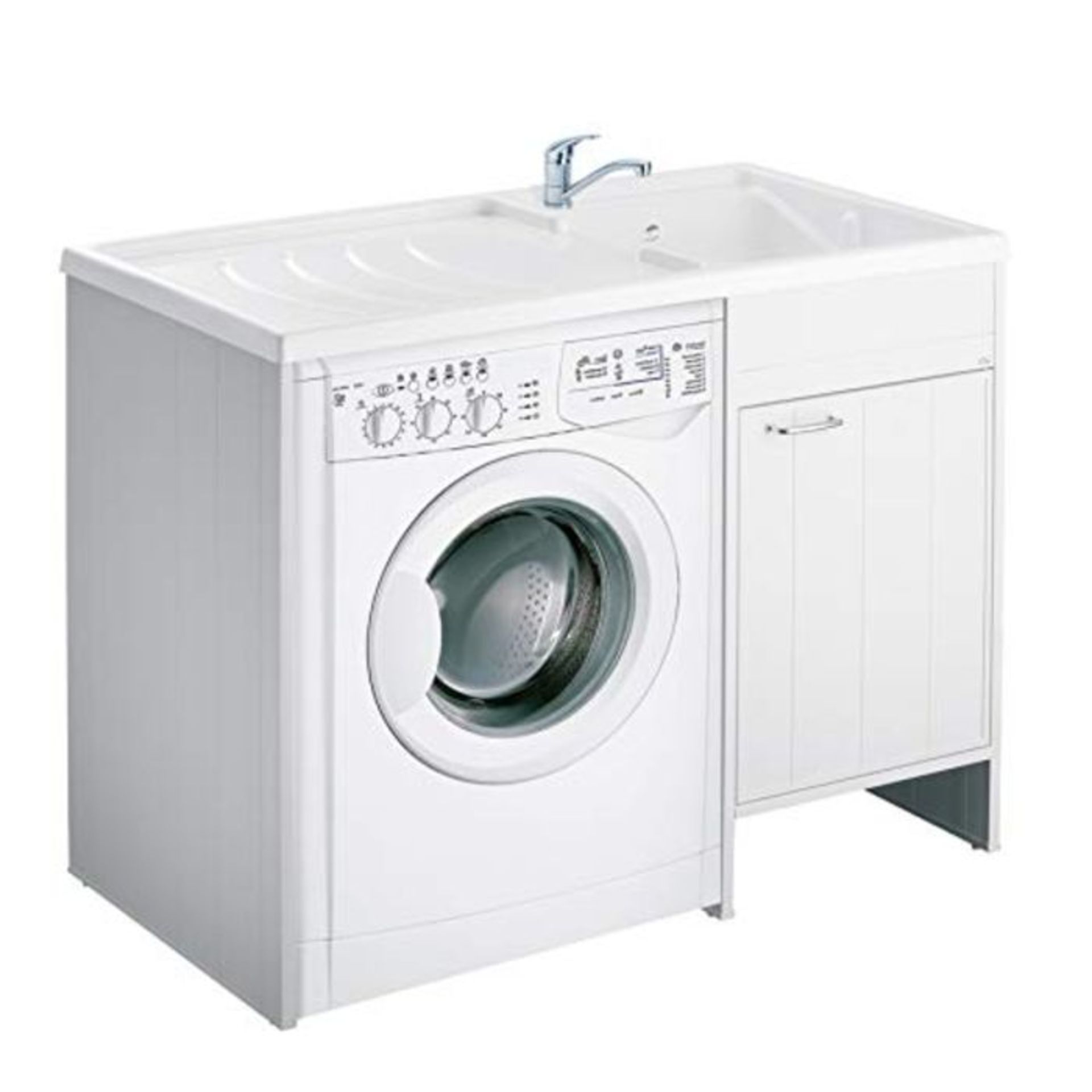 RRP £149.00 Negrari AM9008K Reversible Washing Machine Cover and Washer, Resin, White, 109 X 60 X