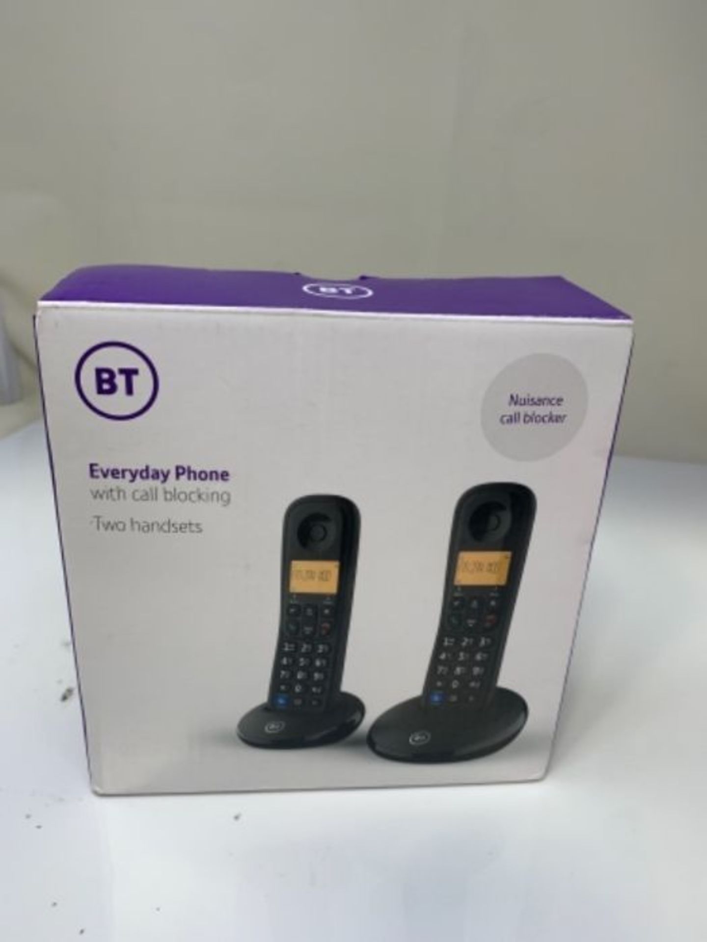 BT Everyday Cordless Home Phone with Basic Call Blocking, Twin Handset Pack, Black - Image 2 of 3