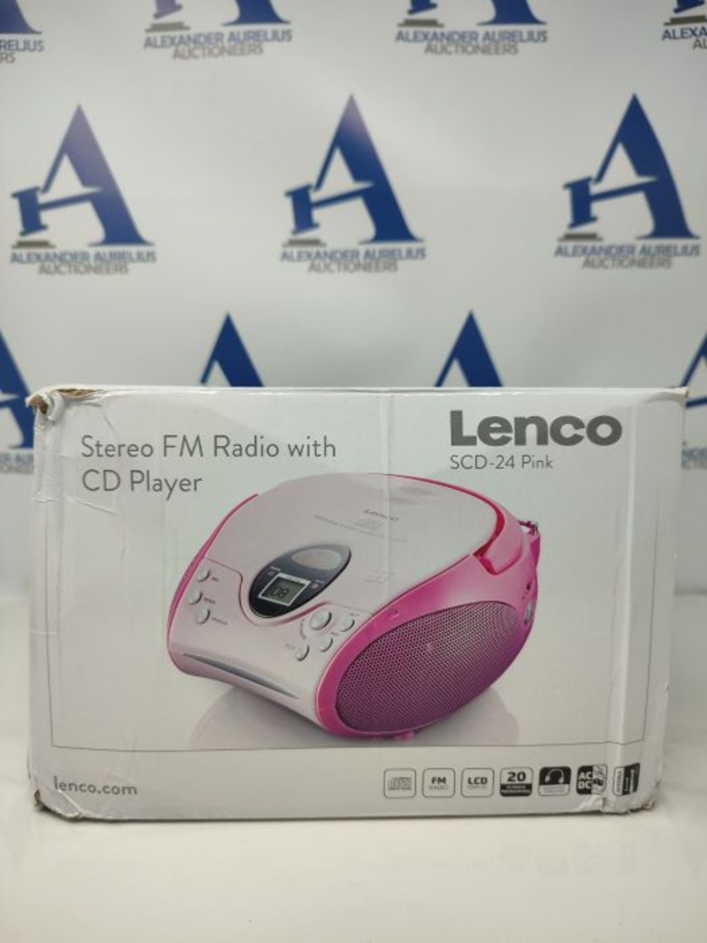 Lenco SCD-24 Stereo UKW-Radio mit CD-Player und Teleskopantenne rosa