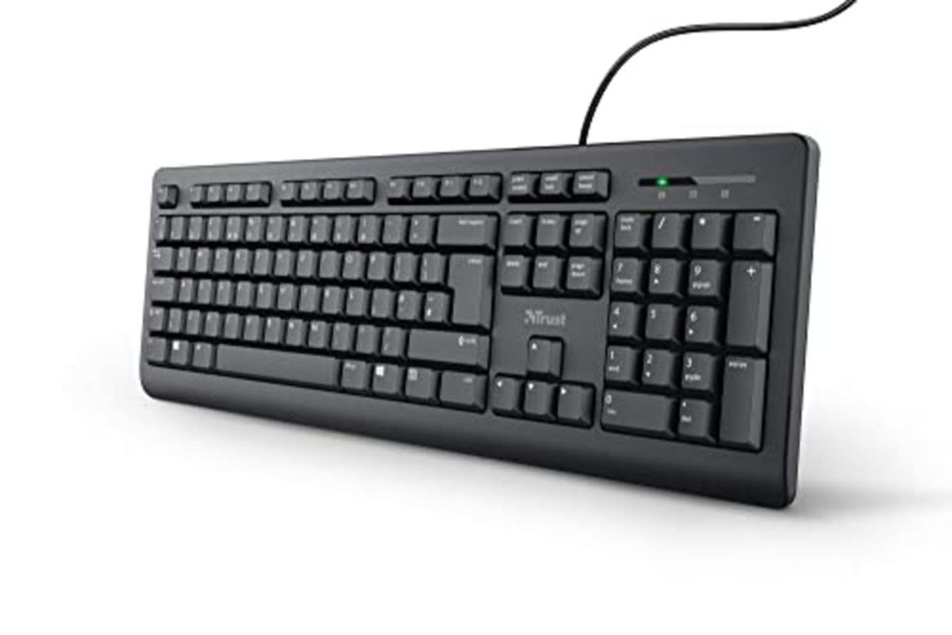 Trust Taro Wired Keyboard - Qwerty UK Layout, Quiet Keys, Full-Size Keyboard, Spill-Re