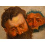 Flemish school, after Jacob Jordaens (1593-1678): Studie of two heads, oil on canvas, ca. 1700