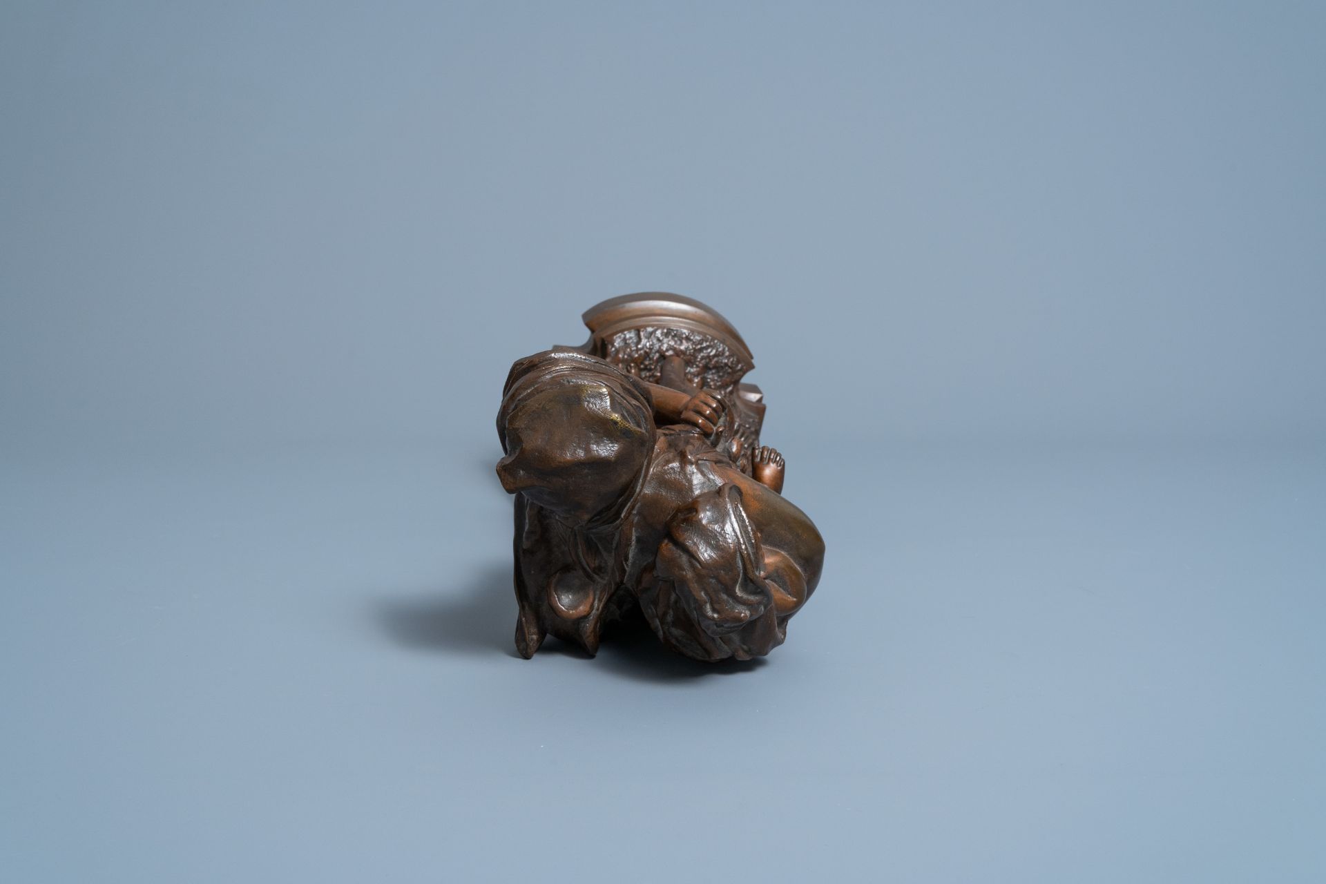 Emile Franois Rousseau (1853-?): Oriental mother and child, brown patinated bronze - Image 6 of 8