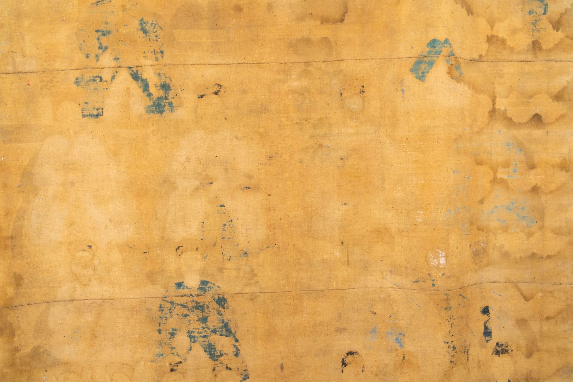 Chinese school: A large ancestor portrait, ink and colours on canvas, 19th C. - Image 12 of 15