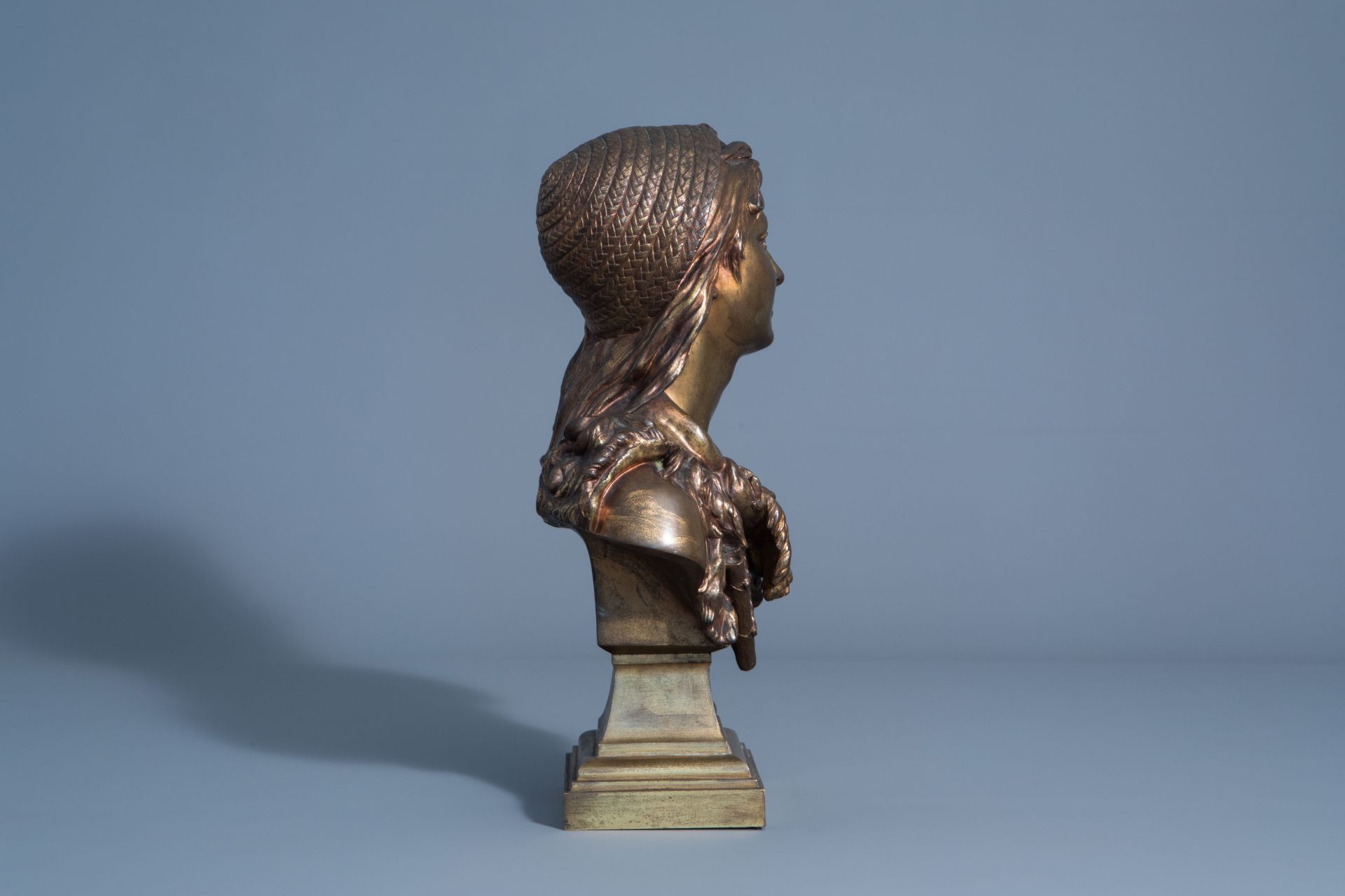 Henry Etienne Dumaige (1830-1888): 'Daphnis', patinated bronze - Image 3 of 9