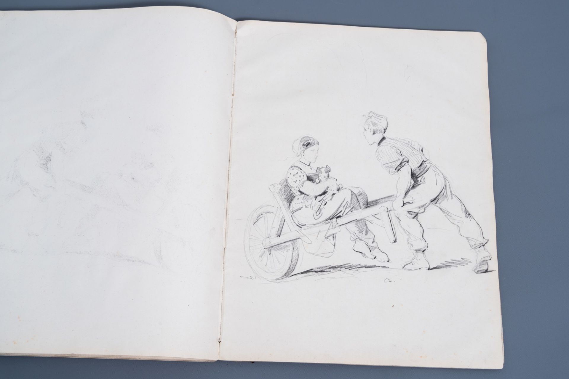 Joseph Van Severdonck (1819-1905): A sketchbook with about ninety drawings, mainly military depictio - Image 16 of 17