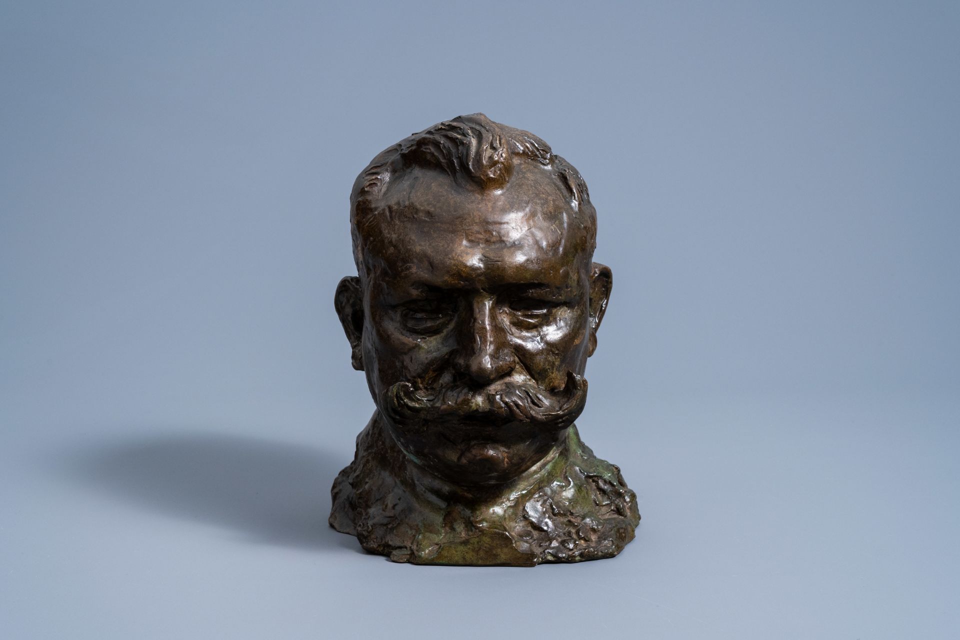 Belgian school, monogrammed A.D. (possibly Albert Constant Desenfans, 1845-1938): Portrait bust of a - Image 2 of 10