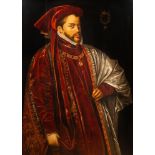 Flemish school: Portrait of Philip II as a knight in the Order of the Golden Fleece, oil on panel, p