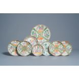 Eight various Chinese Canton famille rose plates and charges, 19th/20th C.