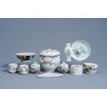 A varied collection of Chinese famille rose and qianjiang cai porcelain, 19th/20th C.