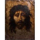 Spanish school: Christ with crown of thorns, oil on copper, first half of the 17th C.