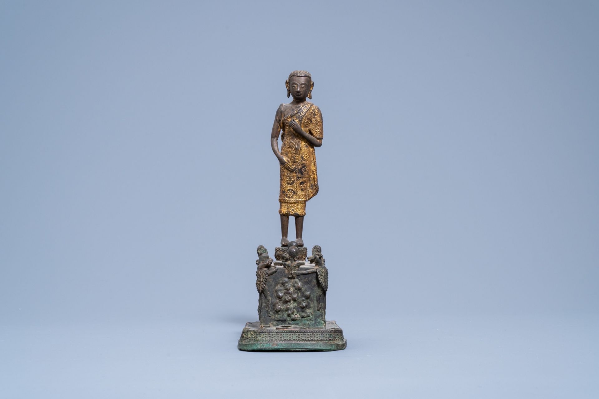 A gilt lacquered bronze figure of Phra Malai visiting Buddhist hell, Thailand, Ratanakosin, 19th C.