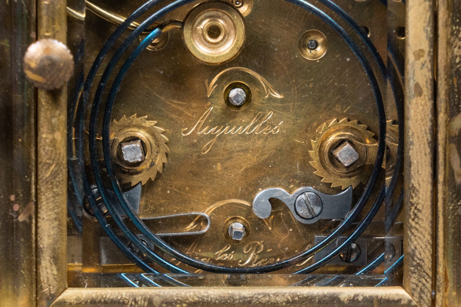 A French-Russian gilt brass Pavel Bure (Paul BuhrŽ) carriage clock, 'Margaine Paris' mark, ca. 1900 - Image 13 of 13