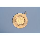 An 18 carat yellow gold pendant set with an 1893 21,6 carat American ten dollar coin, 19th/20th C.