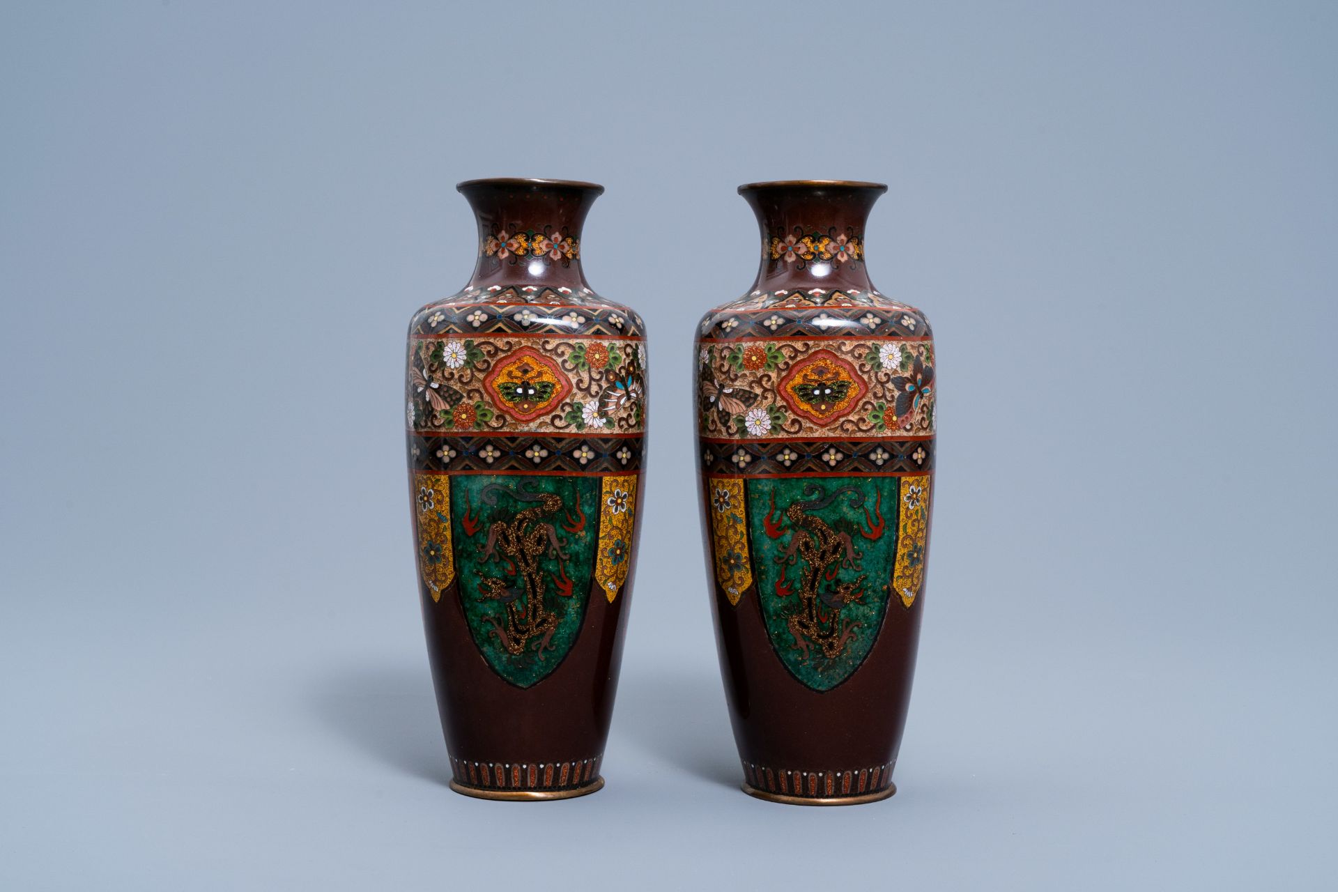 A pair of Japanese cloisonnŽ 'dragon' vases, Meiji, ca. 1900 - Image 3 of 6