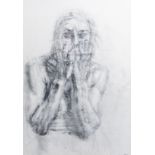 Kei Mitsuuchi (1948-2001): Study of an elderly anxious man, pencil on paper