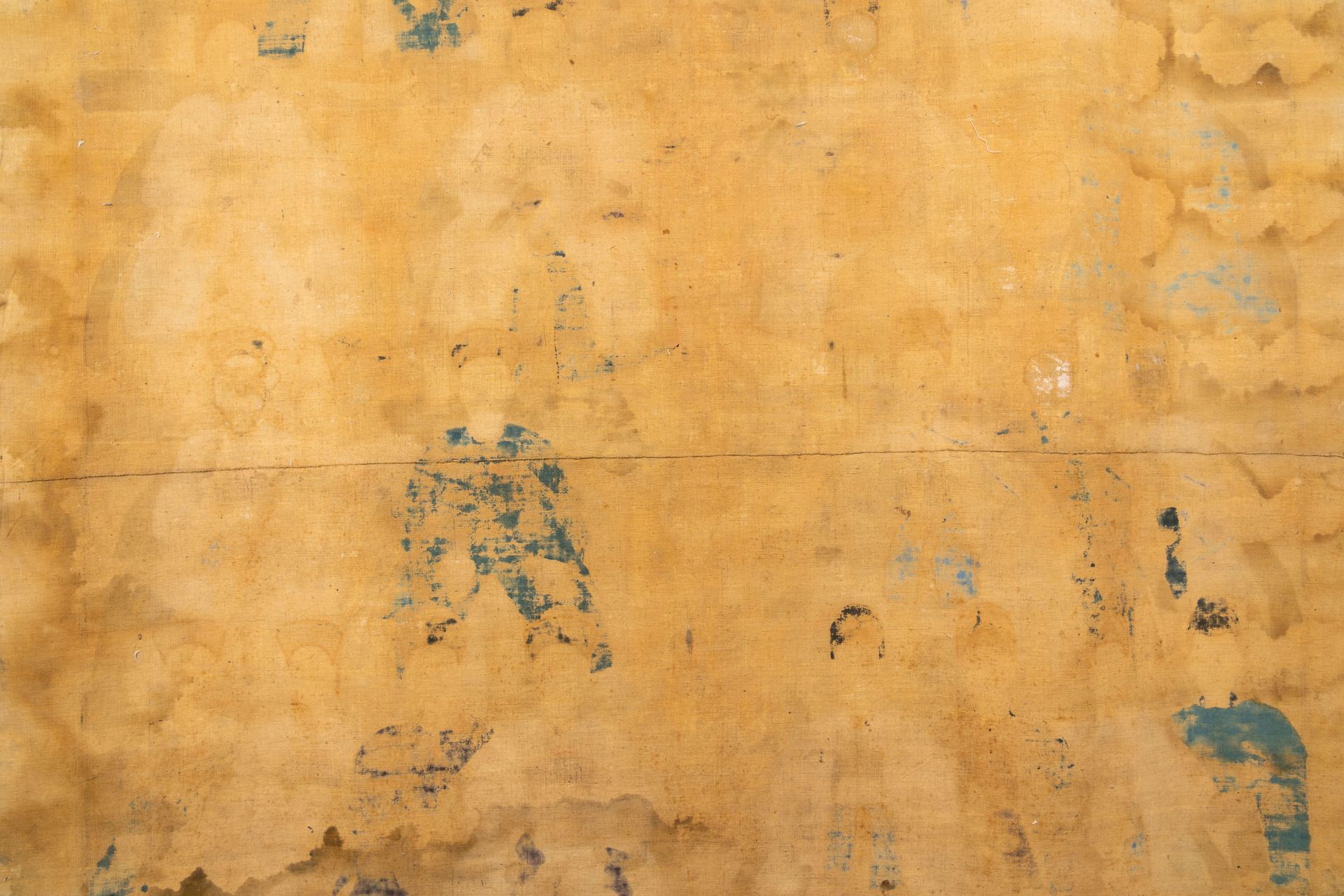 Chinese school: A large ancestor portrait, ink and colours on canvas, 19th C. - Image 13 of 15