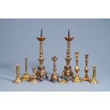 A varied collection of brass candlesticks, the Netherlands, 17th C. and later