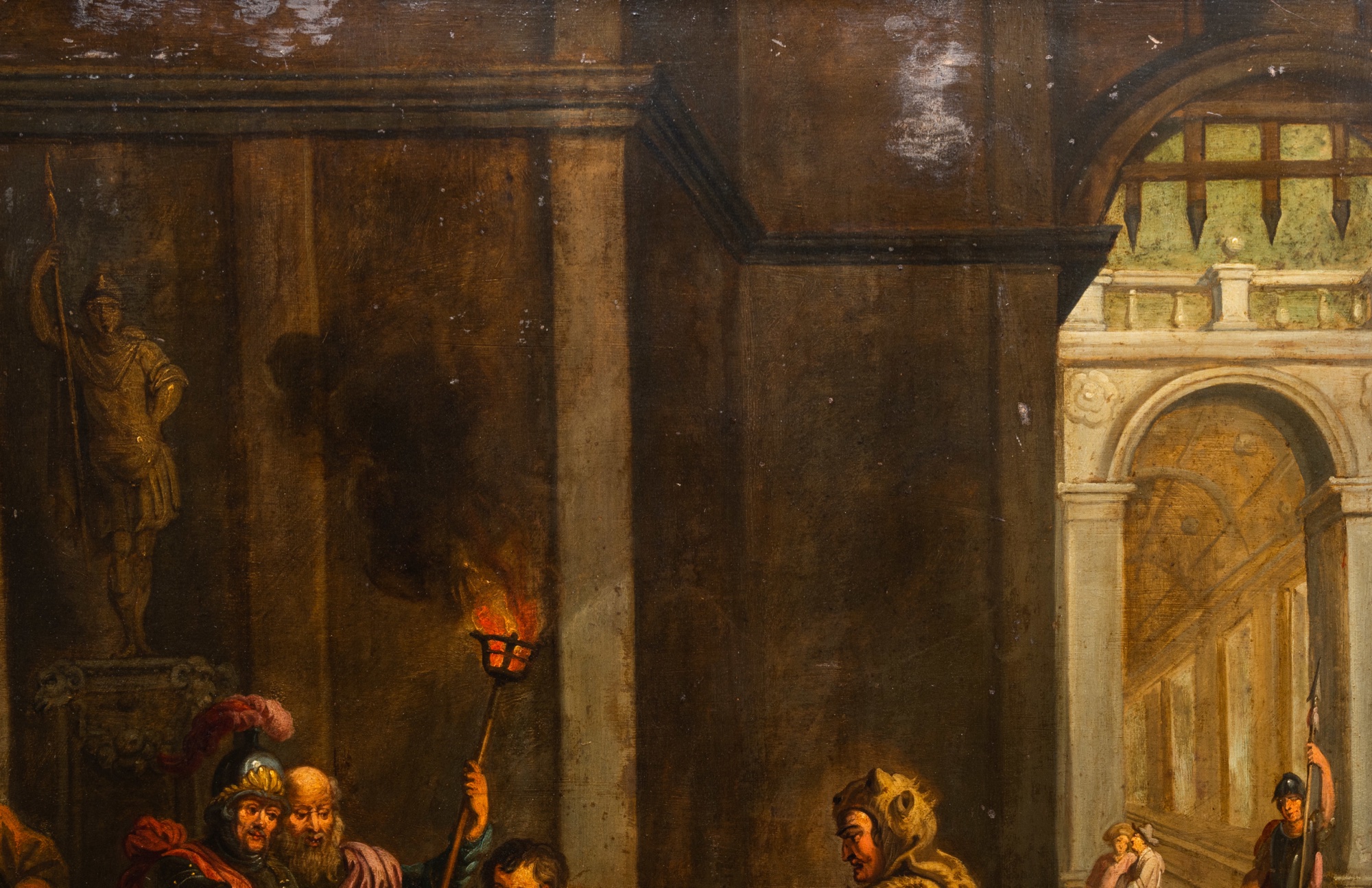 Flemish school, follower of Simon de Vos (1603-1676): The flagellation of Christ, oil on copper, 17t - Image 6 of 6