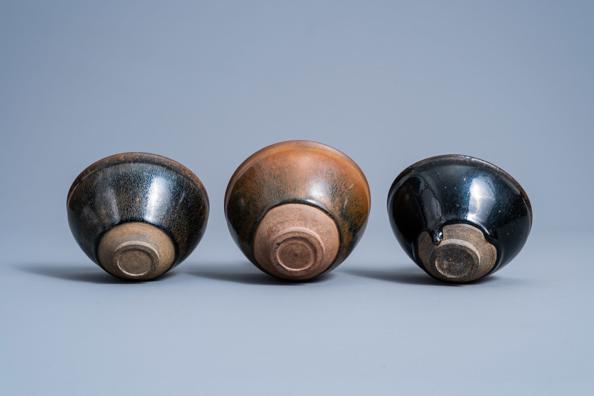 Three Chinese Jian 'hare's fur' tea bowls, Song or later - Image 8 of 8