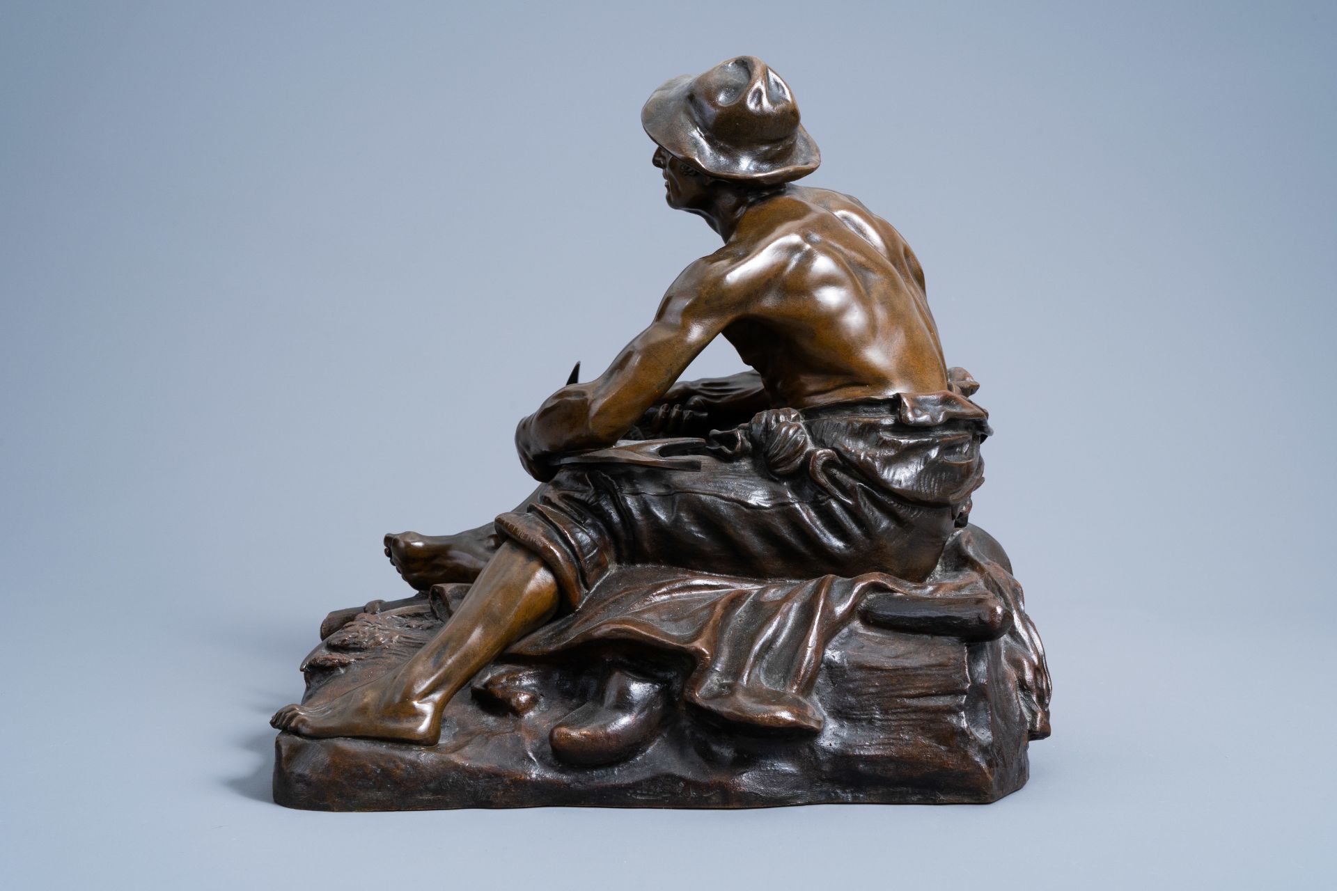 Jean Jules Antoine Lecomte du NouØ (1842-1923): 'Le fer qui donne du pain', brown patinated bronze - Image 4 of 11