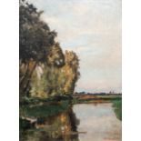 Henri van der Hecht (1841-1901): Landscape with pond, oil on canvas