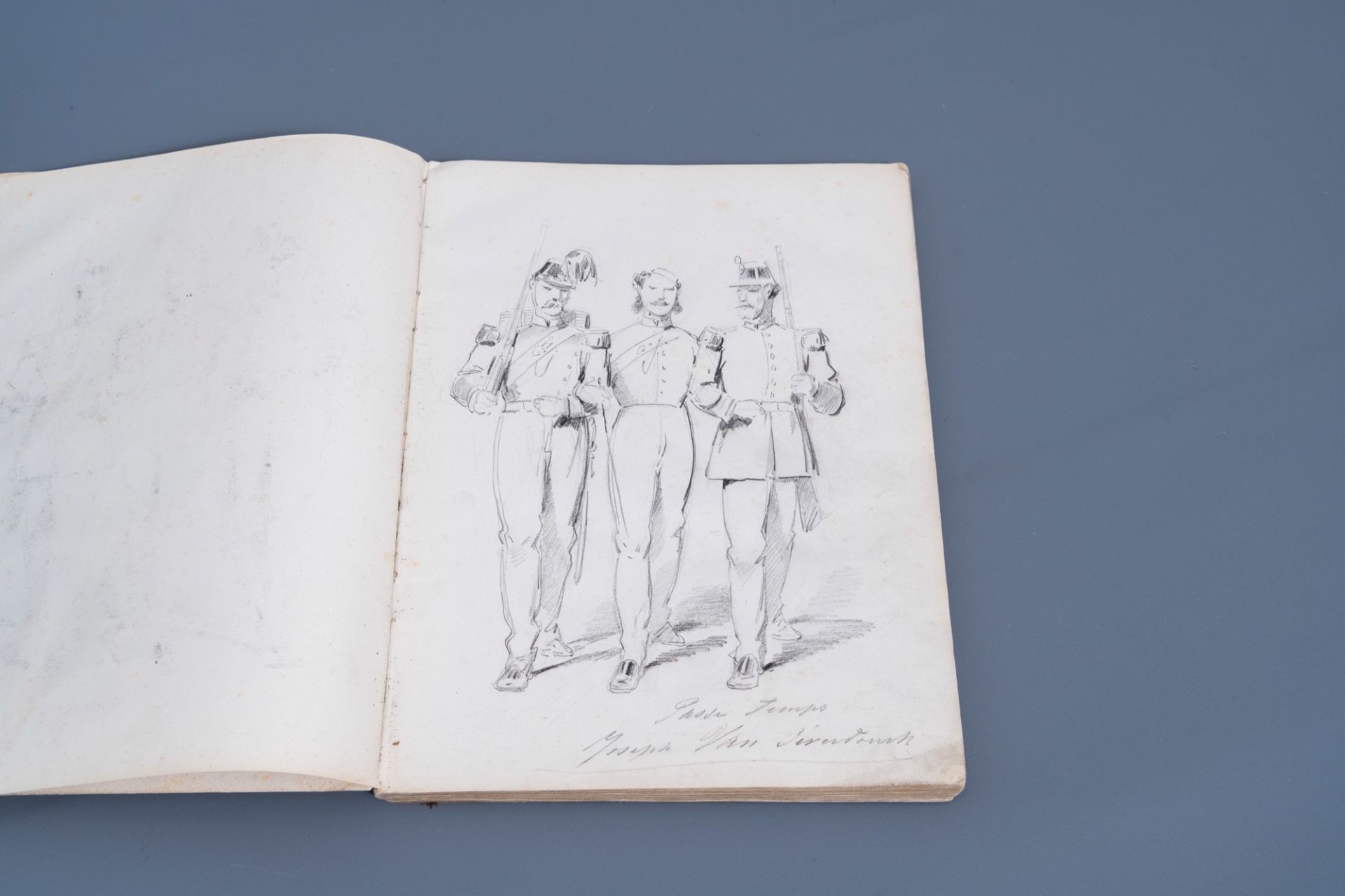 Joseph Van Severdonck (1819-1905): A sketchbook with about ninety drawings, mainly military depictio - Image 7 of 17