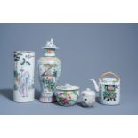 A varied collection of Chinese famille rose and qianjiang cai porcelain, 19th/20th C.