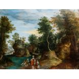 Vlaamse school, after Gillis van Conincxloo (1544-1606): Landscape with the finding of Mozes, oil on