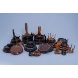 A collection of Chinese carved wood stands and plate holders, 20th C.