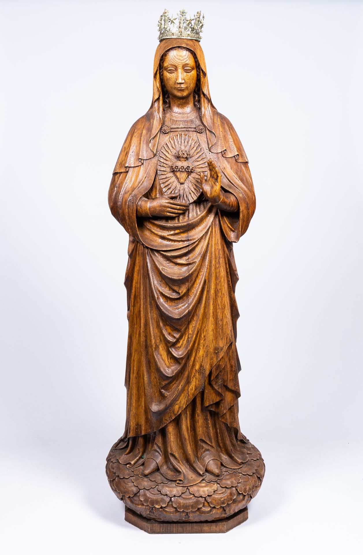 Belgian school, monogrammed D.B or C.B.: The Immaculate Heart of Mary, oak wood, dated 1906 - Image 2 of 13