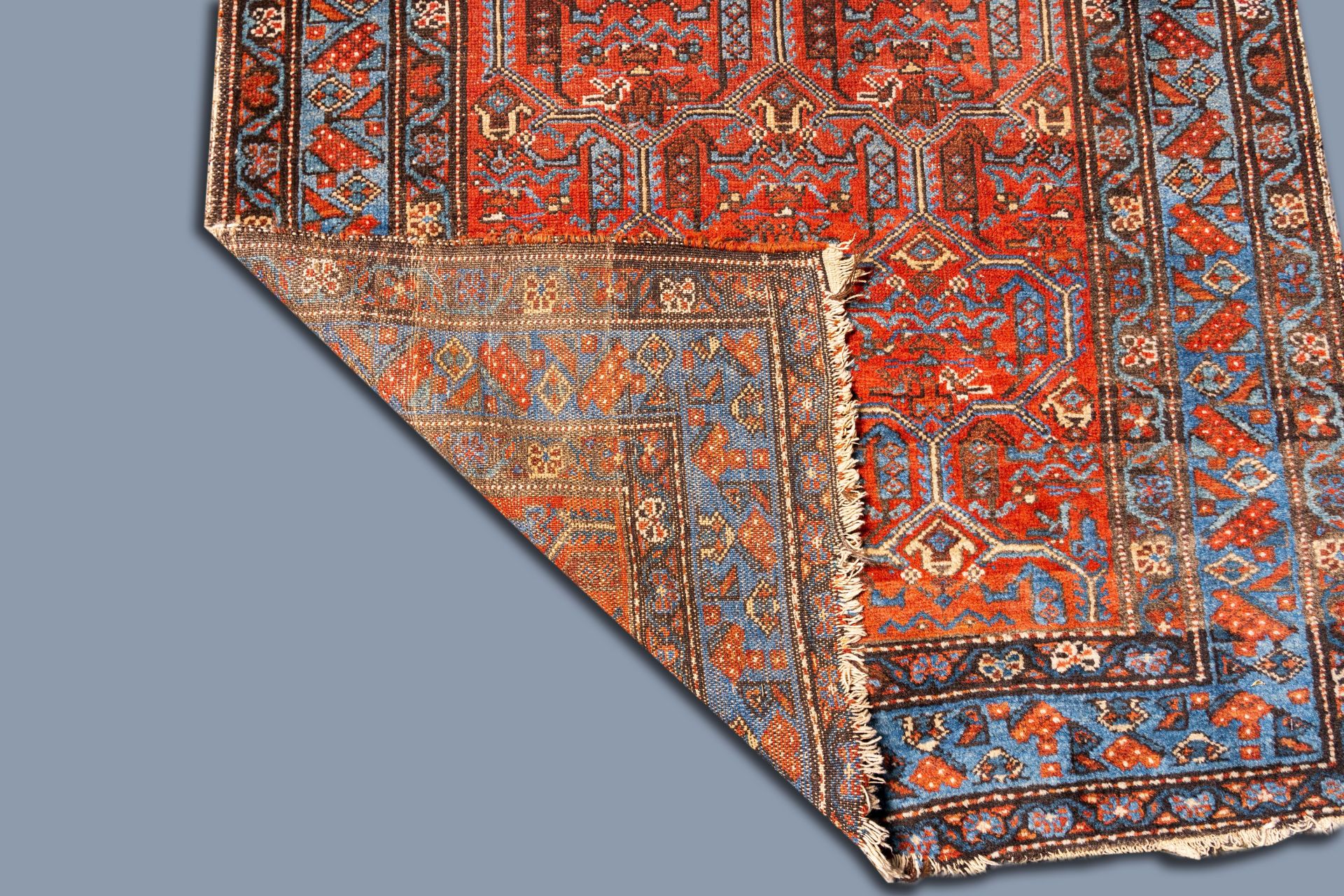 An Oriental Qashqai rug, wool on cotton, Iran, 20th C. - Image 3 of 3