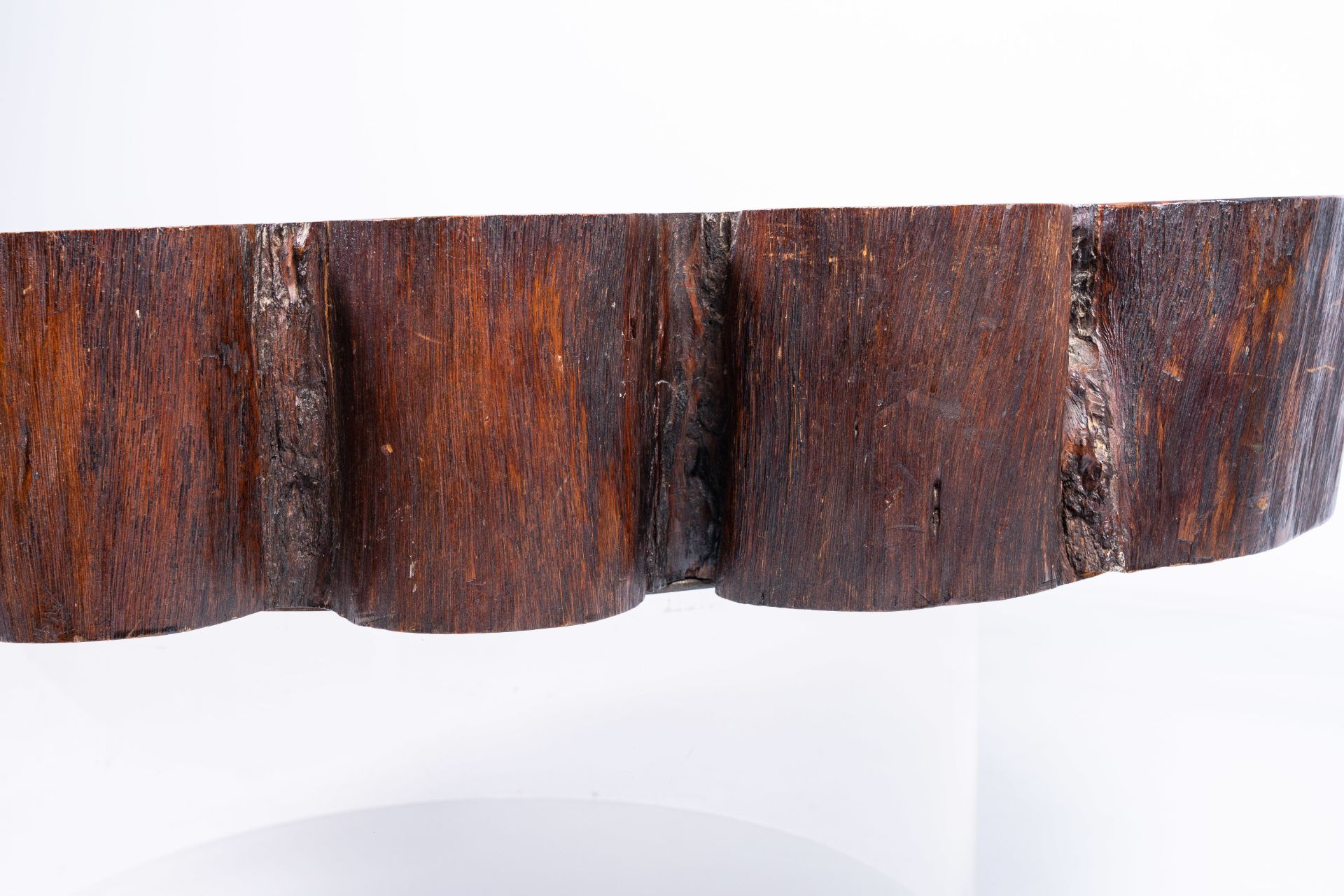 A Joaquim Tenreiro style tree trunk coffee table on a plexi base, third quarter of the 20th C. - Image 7 of 10