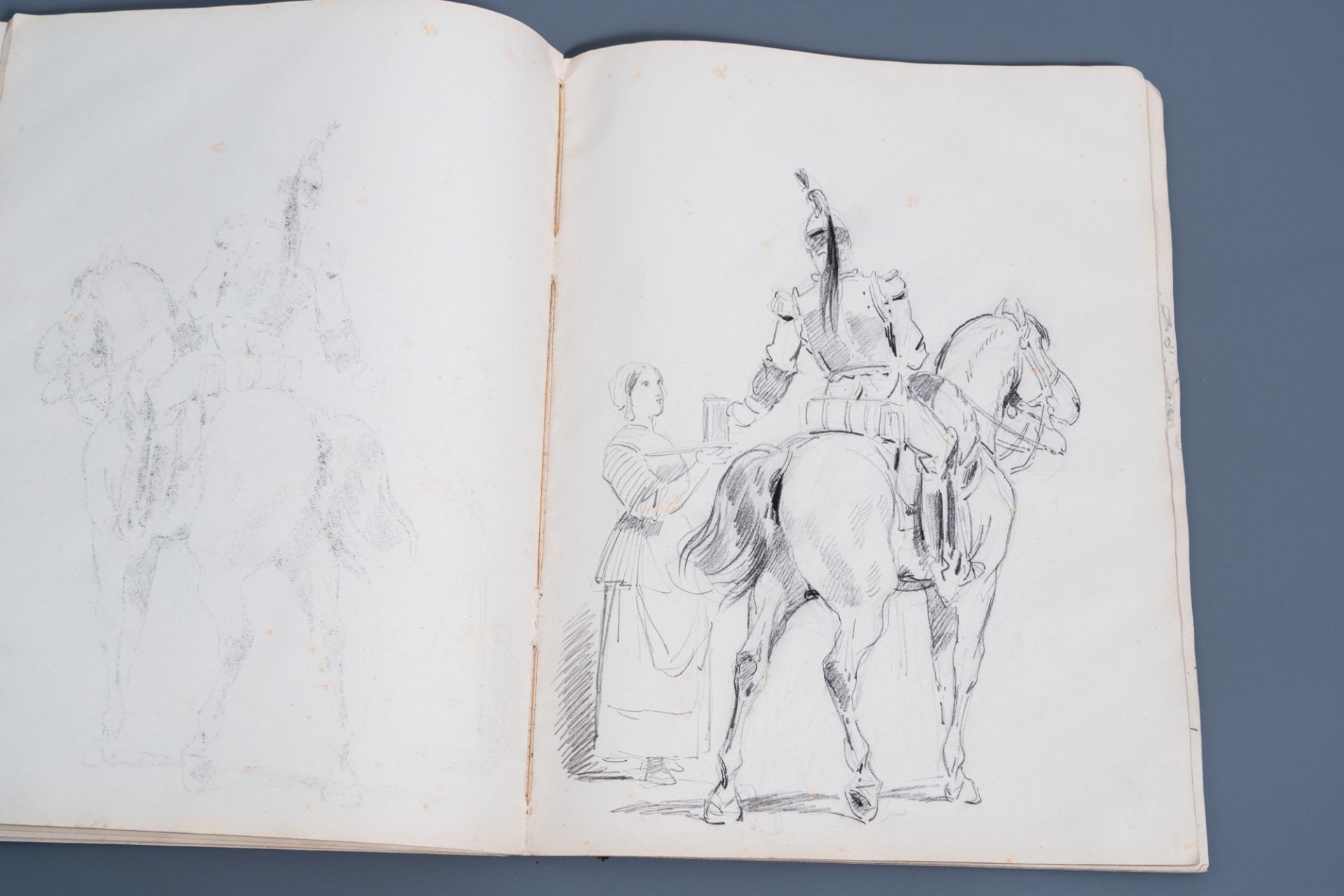 Joseph Van Severdonck (1819-1905): A sketchbook with about ninety drawings, mainly military depictio - Image 15 of 17