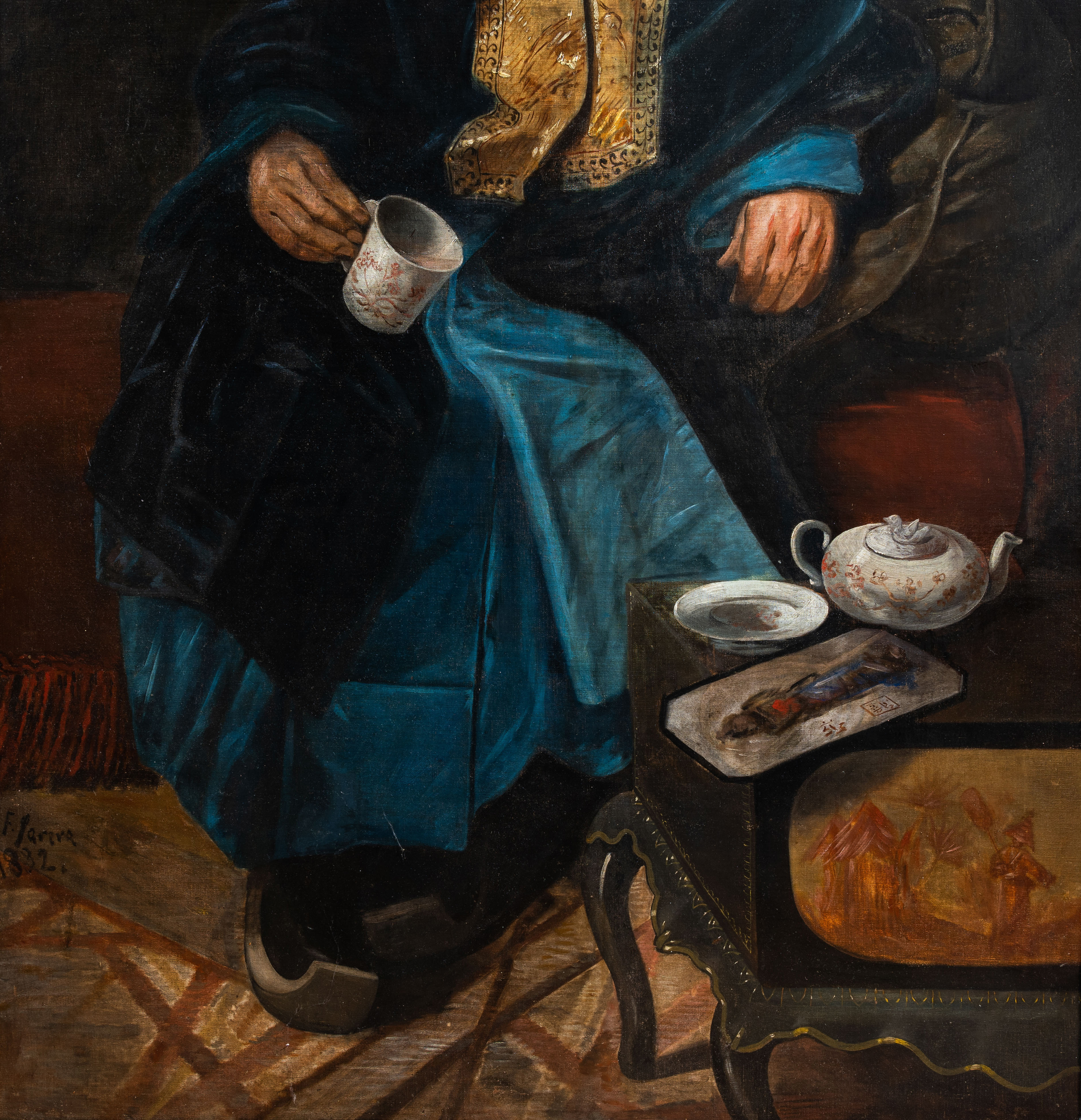 Francisco Parera y MuntŽ (1850-1920): The tea ceremony, oil on canvas marouflated on board, dated 18 - Image 10 of 11